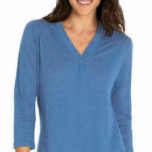 BRAND NEW - Orvis Ladies' 3/4 Sleeve V-Neck Linen Blend BLUE